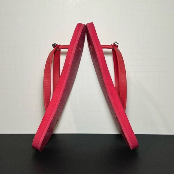 Womens COACH Pink Plaid Bow Accented Flip Flop Sandals / Size 7/8 - Picture 7 of 10